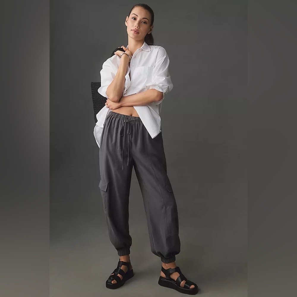 NWT Anthropologie Gray Cargo Parachute Pants